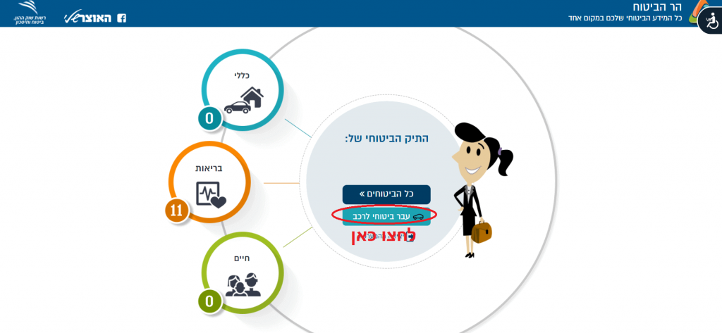 המסך הראשי בהר הביטוח: איפה נמצא העבר הביטוחי לרכב